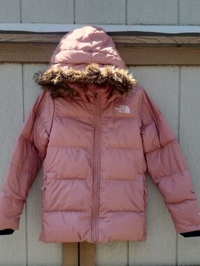 The North Face Franka 550 Goose Down Parka Puffer Girls Pink Fur Hood Warm Gorp